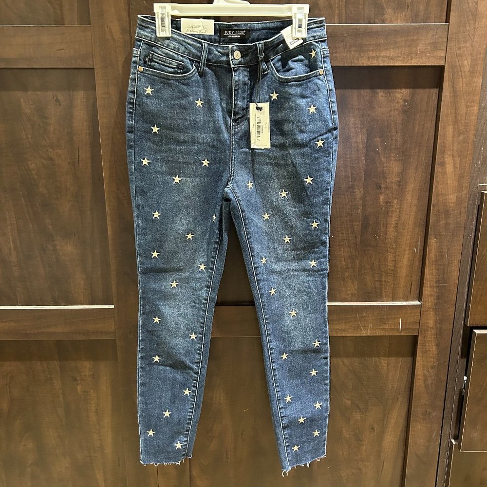 NWT Judy Blue Star Embroidery Hi Rise Skinny Jean Size 9/29